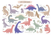 CuteDino clipart, patterns & posters, an Animal Illustration by Nadezhda Mikhailova (Thumbnail 3 of 14)