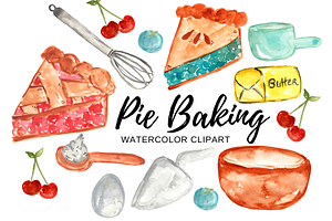 Watercolor Pie Baking Clipart