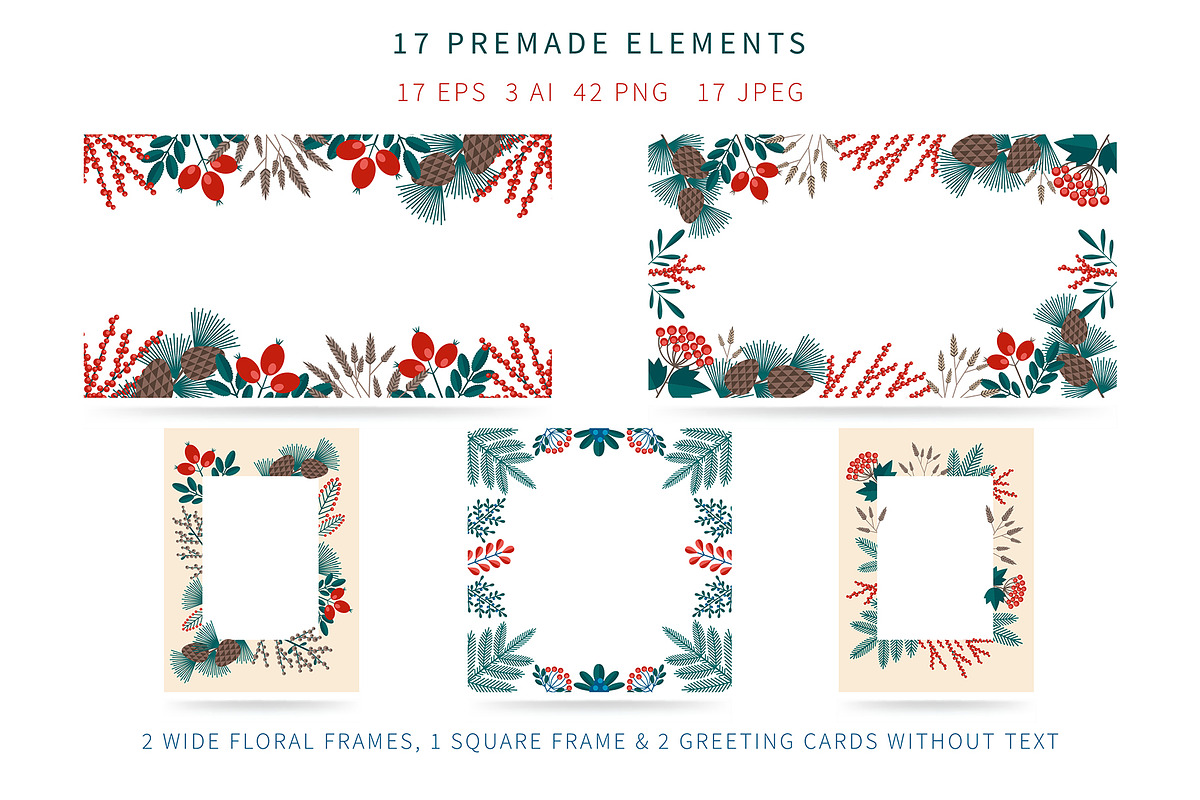 Christmas & Winter Floral collection, a Decorative Illustration by VectoriyA (Photo 8 of 8)