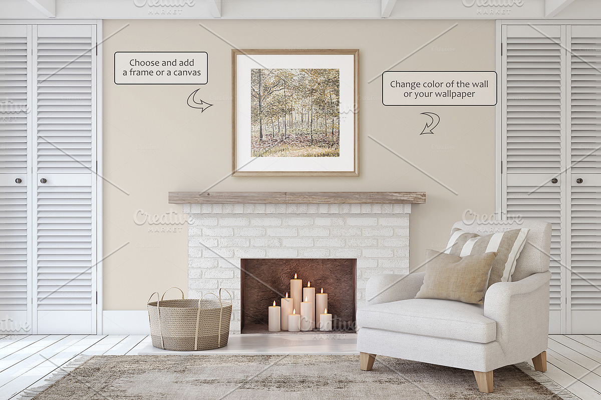 FARMHOUSE STYLE Wall&Frame Mockups, a Poster Template by MyHomeMockups (Photo 3 of 12)