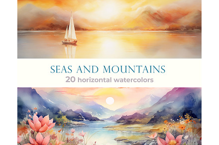 Watercolor landscape seascape art, a Decorative Illustration by Bubert Art
