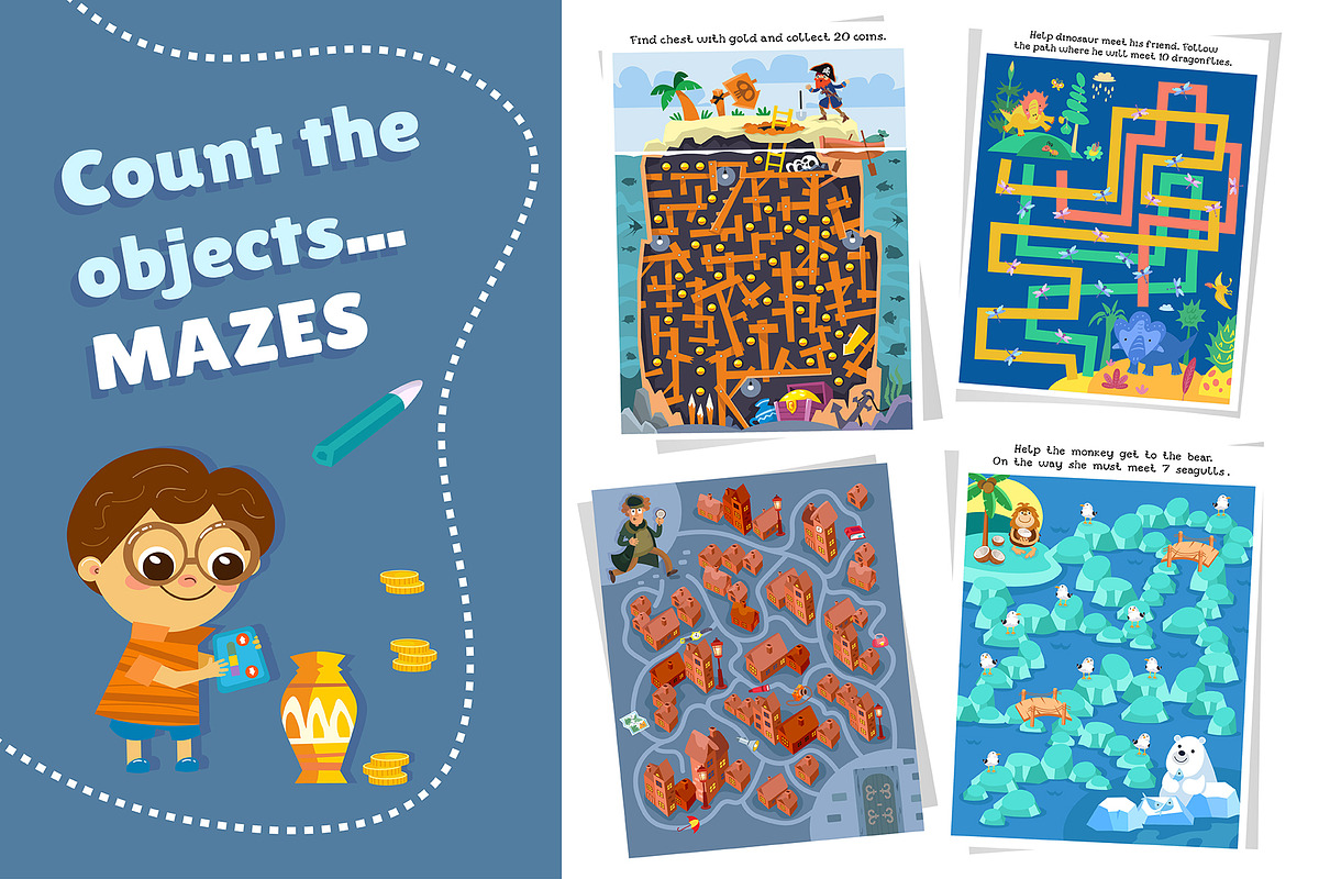 Funny Mazes Set, an Education Illustration by ArtyCats (Photo 3 of 7)