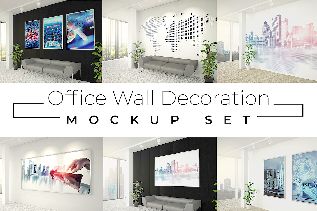 Office Wall Decoration Mockup Set, a Print Template by McLittle Stock (Photo 1 of 10)