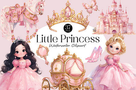 Little Princess Watercolor Clipart, a Decorative Illustration by Primrose Blume