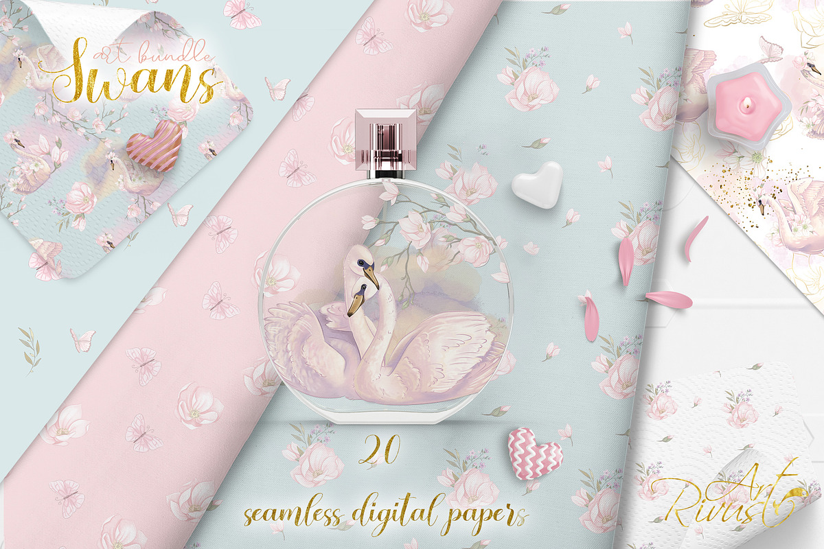 Swans wedding baby shower clipart, an Animal Illustration by RivusArt (Photo 5 of 10)