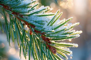 Snow-covered pine branch with icicles, a Nature Photo by AlyaAnd