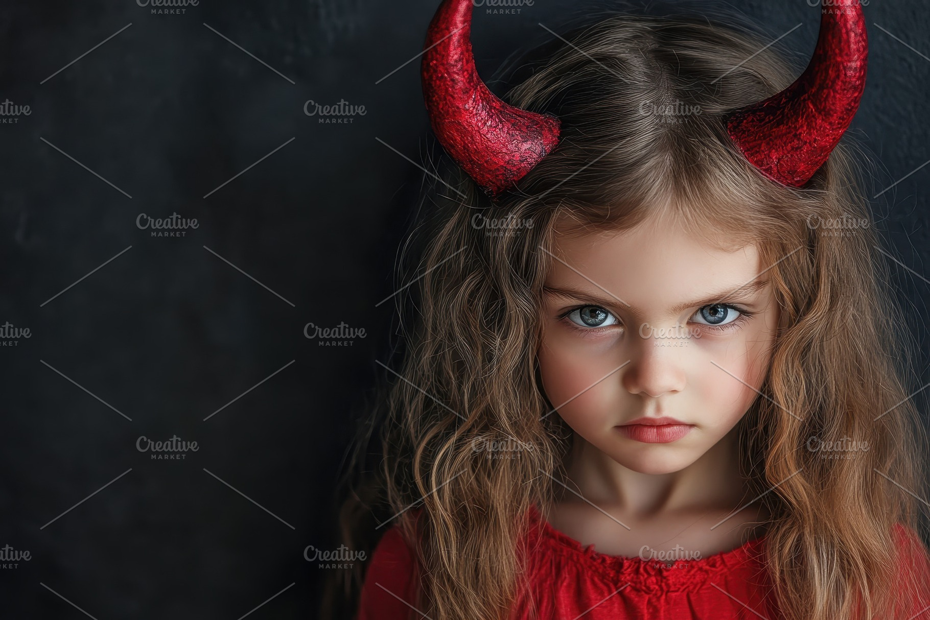 Cute girl wearing devil horns posing, a Photo by Iftikhar Alam