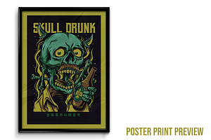 Skull Drunk Illustration