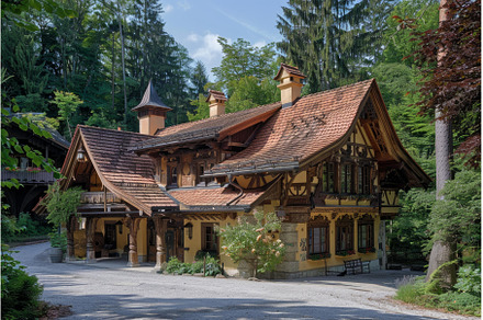 Traditional bavarian house standing, an Architecture Photo by Ylivdesign