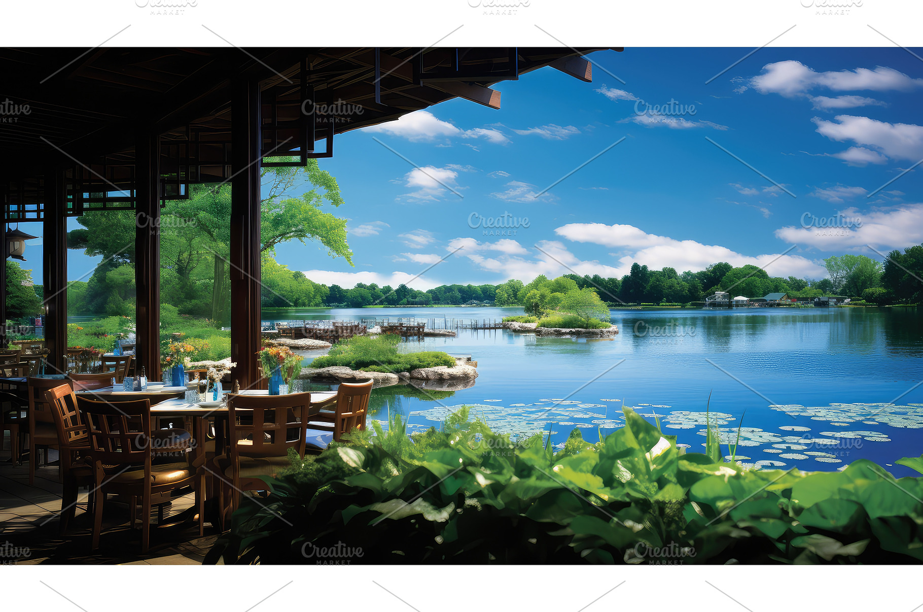 waterfront lake grill ai generated, a Nature Photo by pikepicture