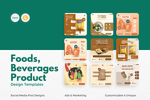 Foods, Groceries, Canva Templates