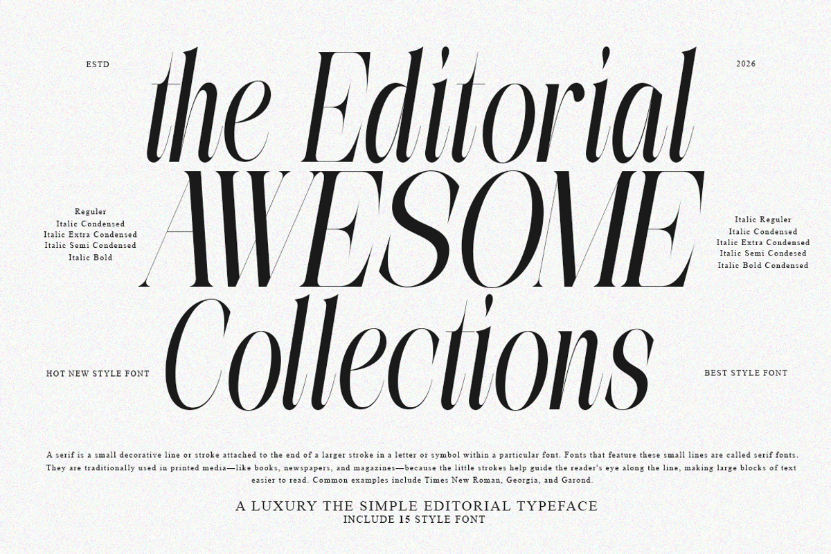 The Simple Editorial | 15 Style Font, a Serif Font by IM Studio (Photo 3 of 12)