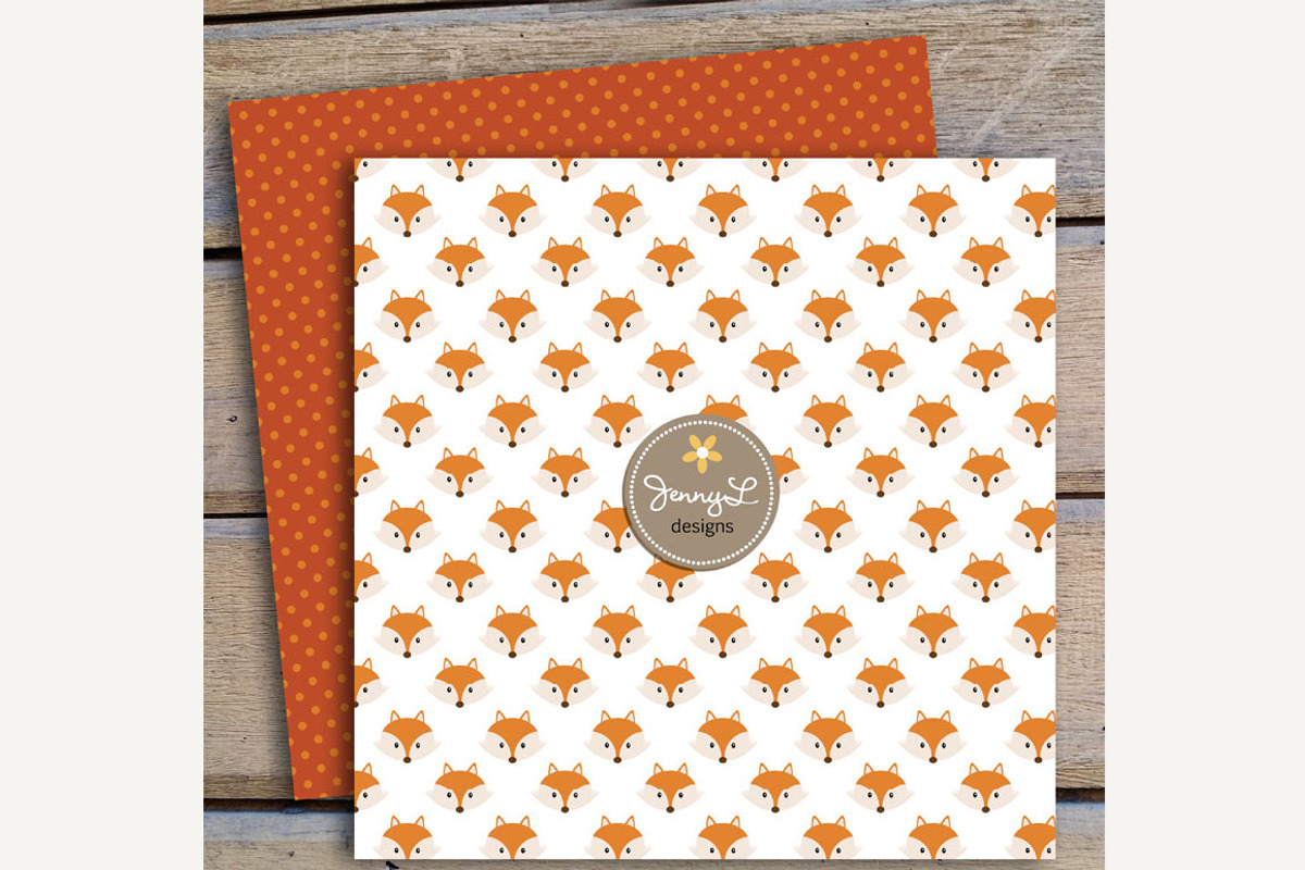 Fox Digital Paper and Clipart, a Pattern Graphic by JennyL Designs (Photo 4 of 4)