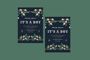 Navy Blue Baby Shower Invitation