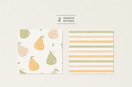 Cute pears - Yellow, a Pattern Graphic by Olena Kuznietsova