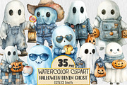 Halloween Blue Denim Ghost Clipart, a Seasonal Illustration by Rose Art (Thumbnail 1 of 4)