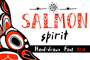 Salmon Spirit Font Trio, a Script Font by Maria Zebroff (Thumbnail 1 of 8)
