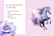 Horses Watercolor Clipart, an Animal Illustration by foxsong (Thumbnail 3 of 10)