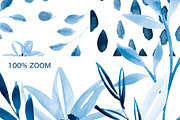 Blue watercolor floral collection, a Pattern Graphic by Wild Rose (Thumbnail 8 of 8)
