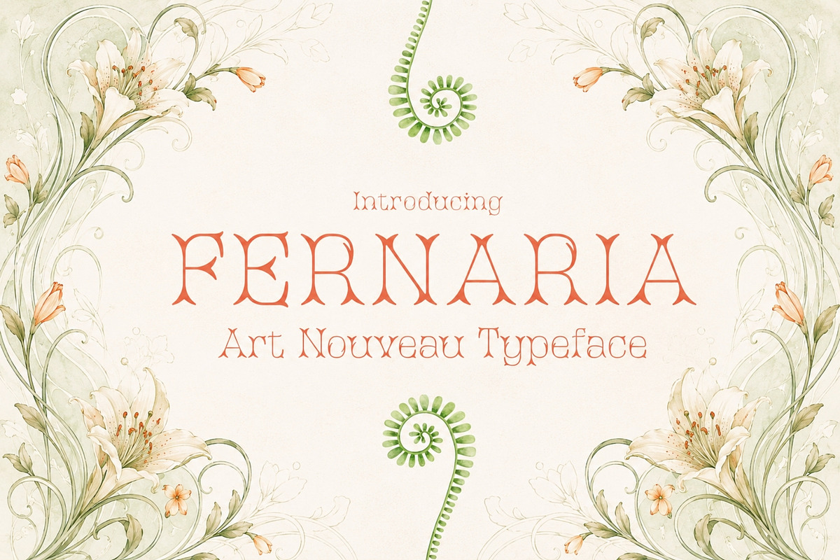 Fernaria - Art Nouveau Typeface, a Serif Font by HipFonts (Photo 1 of 9)