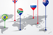 World Map With State Flag Pointer, a Background Graphic by Black White Mouse Design (Thumbnail 3 of 3)