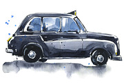 London black cab watercolor sketch, an Illustration by Kamenuka (Thumbnail 3 of 4)
