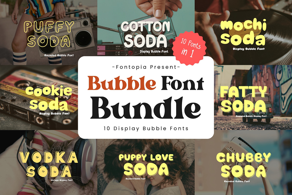 10 Display Bubble Fonts Bundle, a Handwritten Font by ZoloDesignHub (Photo 1 of 7)