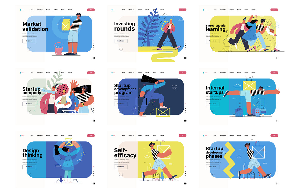 Startups flat vector illustrations, a Templates & Theme by Grivina's shop (Photo 35 of 45)