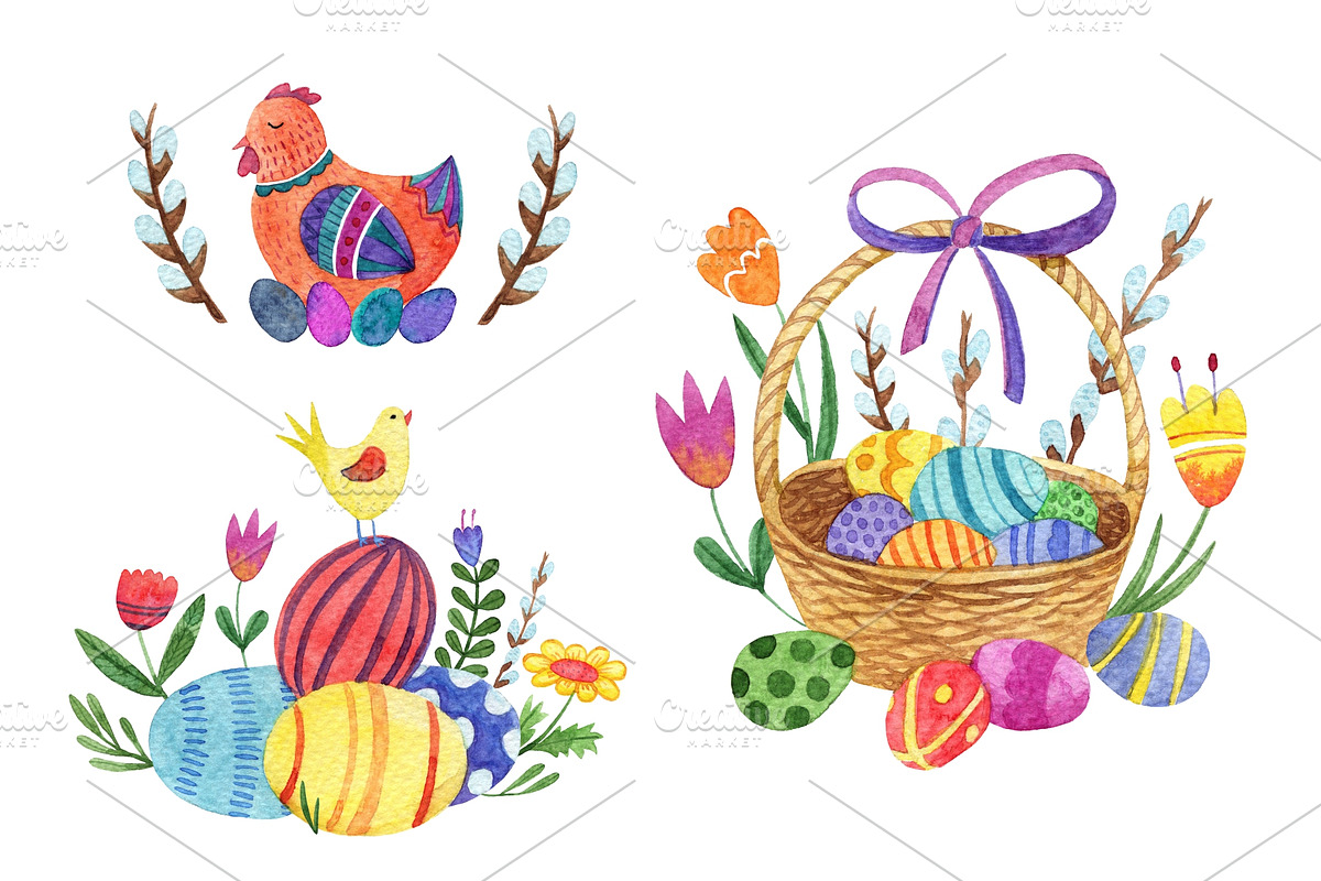 Watercolor bright Easter, a Food Illustration by Kattarina Po (Photo 3 of 9)