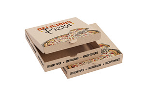 Pizza Box Packaging Paper Mockup