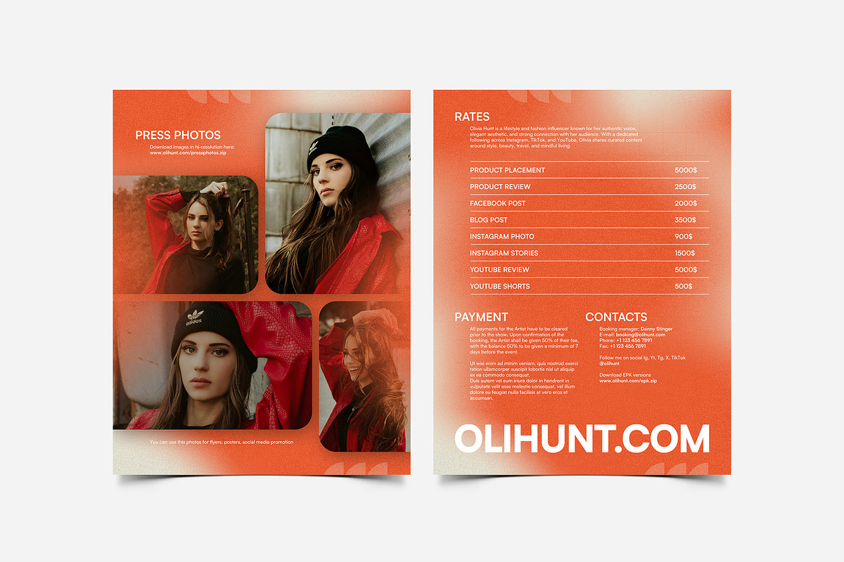 Influencer Press Kit Template, a Resume Template by vinyljunkie (Photo 3 of 8)
