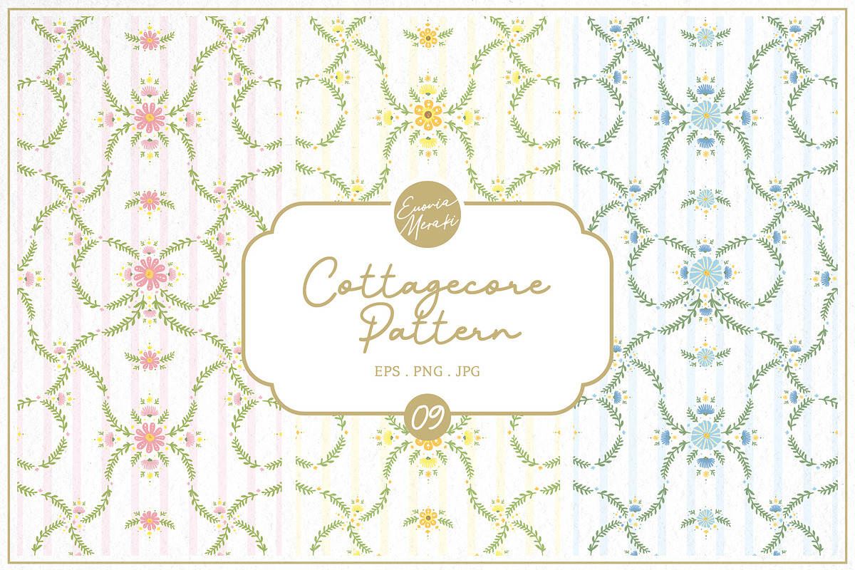 Cottagecore Pattern 9 Floral Ribbon, a Pattern Graphic by Euonia Meraki