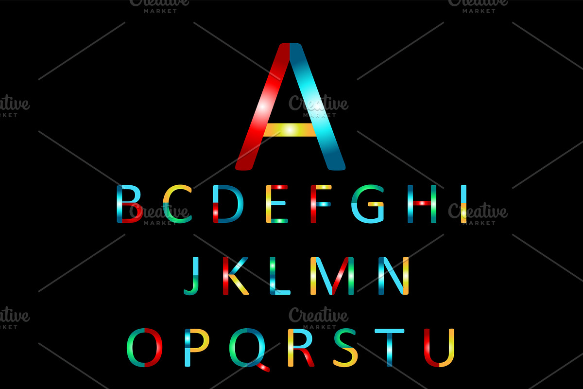 Colorful font neon color, a Graphic by TeaGraphicDesign