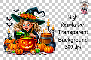 10 Halloween Witch Clipart PNG, a Graphic by Clipart Studio (Thumbnail 8 of 11)