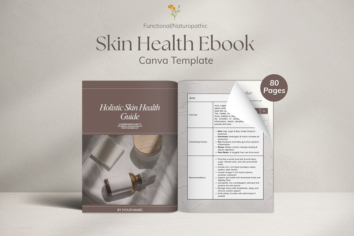Holistic Skin Ebook Premade Canva, a Presentation Template by Naturopath Hub (Photo 1 of 11)