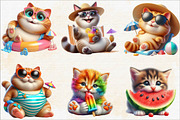 Watercolor Happy Summer Cat Sublim, an Illustration by SVGArt (Thumbnail 2 of 8)