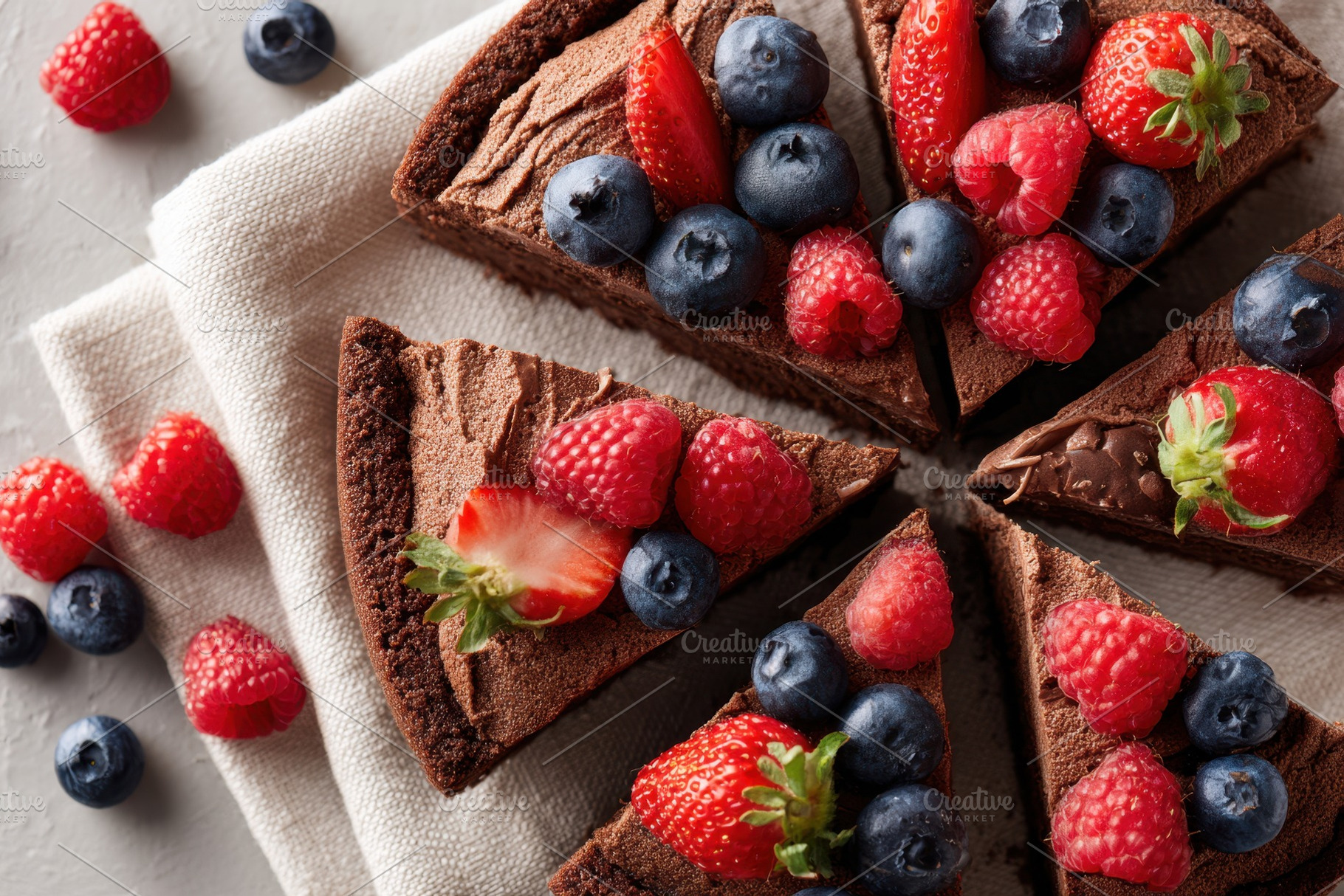 Chocolate tart with fresh berries, a Food & Drink Photo by AlyaAnd