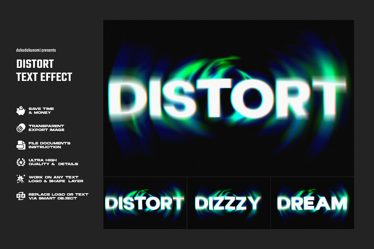 Distort Text Effect, a Layer Style Add-On by dokudokunomi