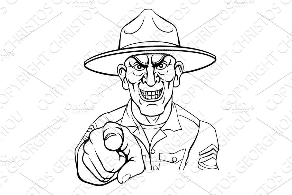 Army Bootcamp Drill Sergeant Soldier, a Person Illustration by Christos Georghiou