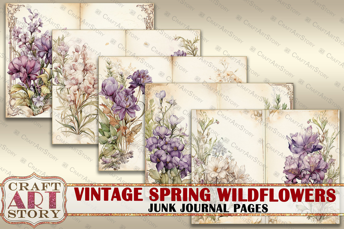 Spring Wildflowers junk journal Page, a Decorative Illustration by CraftArtStory (Photo 2 of 5)