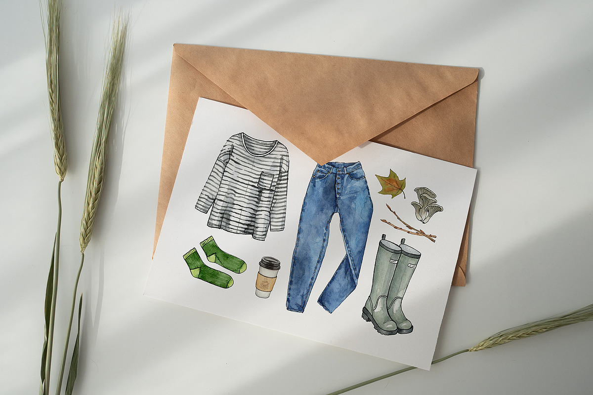 AUTUMN ESSENTIALS fashion watercolor, an Object Illustration by alenaganzhela (Photo 3 of 14)