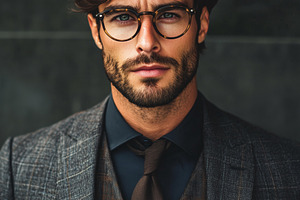 Stylish man with wavy hair, glasses, a Person Photo by MistyDay