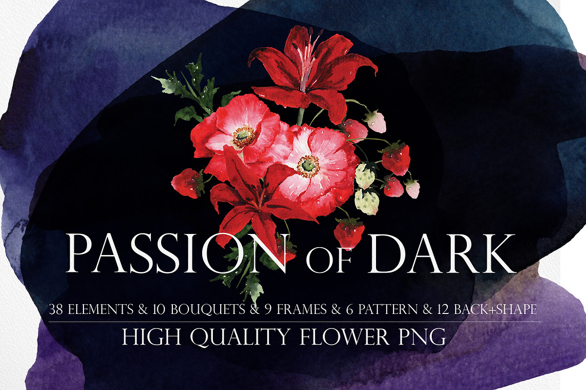 Watercolor flower - Passion of Dark, an Illustration by Beigetime (Photo 1 of 13)