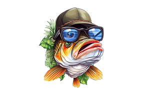 Cool Bass Fish Sublimation Clipart B