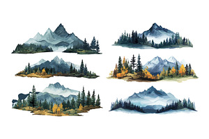 Forest landscape watercolor vector, an Illustration by Onyx