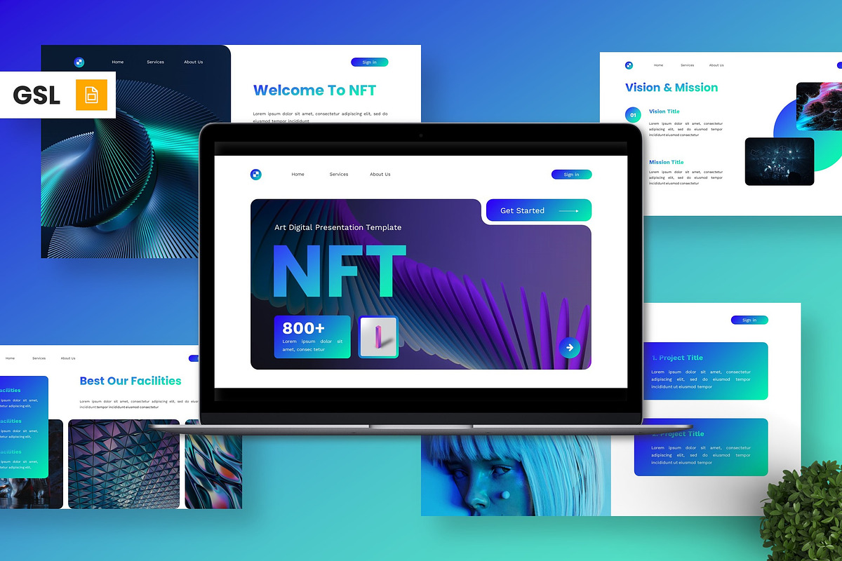 NFT - Art Digital Google Slide, a Presentation Template by Deepslide Studio (Photo 1 of 4)