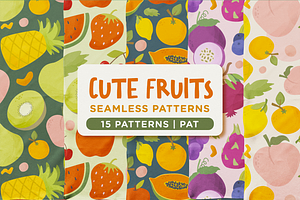 Cute Fresh Fruits Seamless Patterns