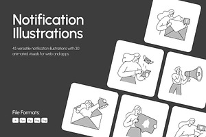 75 Notification Illustrations Bundle, a Work Illustration by Prosymbols