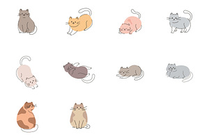 Cute Cats Illustration Set, an Animal Illustration by studiogstock
