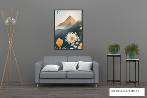 Boho Mountain Landscape Print Wall